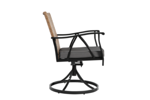 7 Parçalı Modern Çevre Dostu Dış Mekan Çelik Veranda Yemek Seti, 6 Minderli (2 Döner Sallanan Sandalye 4 Sandalye) Çıkarılabilir Masa Üstü - Product Image 4