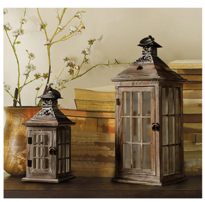 Decoración rústica, farolillos de velas para suelo, farolillos colgantes desgastados Vintage, gran granja, juego de farolillos de Metal de madera - Product Image 2