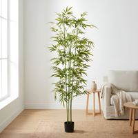 Árboles de Bambú Artificiales Verdes de 2.1 m de Altura, Plantas de Simulación Realistas para Decoración de Interiores y Exteriores de Hoteles y Centros Comerciales