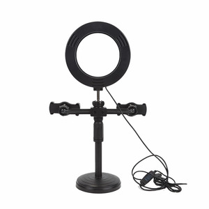 Clip de teléfono móvil Dual para transmisión en vivo, soporte de escritorio para teléfono móvil con luz adicional integrada - Product Image 2