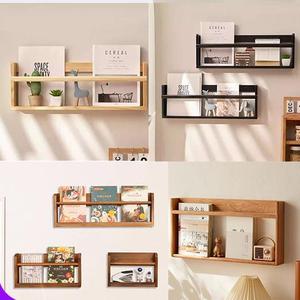 Wooden <b>Wall</b> Mounted <b>Storage</b> Rack Rectangle Multi-purpose <b>Hanging</b> Shelf For Living Room Bedroom Book Display - Product Image 2