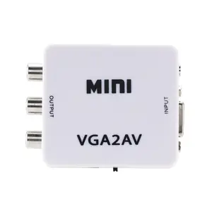 1080P Mini AV TO VGA to AV RCA Converter with 3.5mm Audio AV2VGA VGA2AV CVBS Adapter for PC to HD TV Convert NTSC PAL SXGA