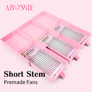 Extensions de <span class=keywords><strong>cils</strong></span> pré-faits en fibre PBT coréenne, bouquets de <span class=keywords><strong>cils</strong></span> 3D pré-faits, éventails de <span class=keywords><strong>cils</strong></span> thermocollés à tige courte, éventails de volume pré-faits - Product Image 2