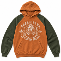 Fabricants de vêtements sur mesure : Sweats à capuche raglan en coton French Terry épais, coupe oversize et carrée, avec impression DTG et blocs de couleur à carreaux