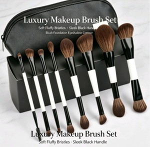 DailyQueen – Kit de 8 pinceaux professionnels de luxe à double embout pour fond de <span class=keywords><strong>teint</strong></span>, fard à joues, fard à paupières et correcteur, dégradé, ultra-doux et sans perte de poils - Product Image 1