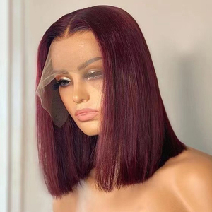 Rosso Bob Anteriore Del Merletto Parrucca Del Merletto Dei Capelli Umani di Colore 13X4 Frontale Parrucche <span class=keywords><strong>Borgogna</strong></span> 99J Breve Bob Parrucche - Product Image 1