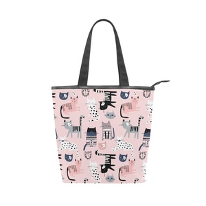 Fabricant professionnel de sacs en toile imprimés sur mesure avec motif de chat mignon, sac à main personnalisé, sacs à main tendance pour femmes en vente - Product Image 1