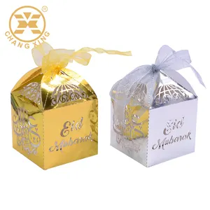 Gouden Opvouwbare Kleine Snoep Geschenkdoos Diwali Speciaal Papier Raam Bruidsmeisje Met Lint
