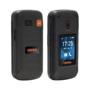 OEM UNIWA V909T 1.77/2.8 인치 듀얼 스크린 2250mAh 4G 네트워크 4G 기능 플립 휴대 전화 모바일