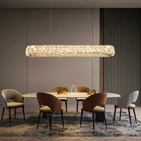 Lustre en cristal en acier inoxydable LED avec commande par interrupteur, suspension suspendue pour salle à manger, hôtel, salon
