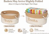 Panier à jouets rond moderne en corde de coton avec poignée 15x11x9, bac de rangement pour chambre d'enfant, salle de jeux, salon et salle de classe