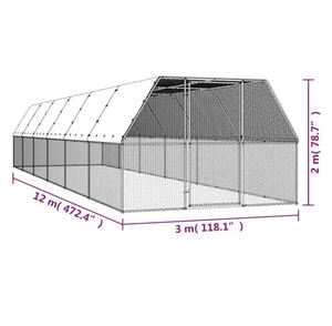 Nouvelle conception, déplacement facile, grand poulailler extérieur durable de 12*3*2m avec couverture - Product Image 1