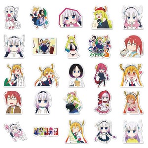 50pcs haute qualité téléphone portable vinyle PVC autocollant <span class=keywords><strong>Manga</strong></span> impression Miss Kobayashi's Dragon Maid Anime autocollants - Product Image 3