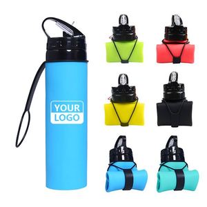 Promotional <b>Gift</b> 600Ml Green Silicone Foldable Drinkware Hot/Cold Outdoor Straw for Sports and Travel Water Bottle - Product Image 6
