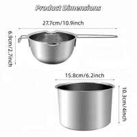 Panci Peleleh Cokelat Stainless Steel - Double Boiler untuk Membuat Mentega, Karamel, Lilin & Sabun, Panci Saus Mini dengan Corong Tuang