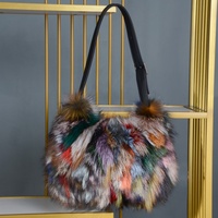 Sac sous le bras en fourrure de renard véritable pour femme, grande capacité, sac à main de luxe en vraie fourrure, sac à bandoulière chic en peluche douce