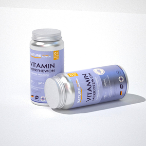 <b>Empty</b> Aluminum Vitamin <b>Bottle</b> for Supplement Packaging Food Grade Metal Capsule Pill Container with Screw Cap - Product Image 1