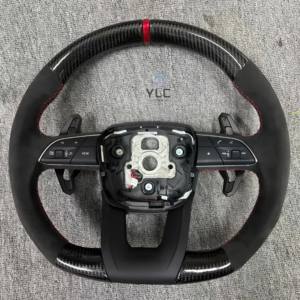 Volant de course de luxe en fibre de carbone avec surpiqûres rouges en cuir, style sportif et luxueux pour <span class=keywords><strong>Audi</strong></span> TT TTS TTRS R8 V8 <span class=keywords><strong>V10</strong></span> A6 A3 A5 - Product Image 5