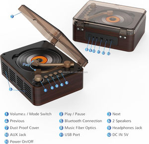 Vetek Portable CD <b>Player</b> with Built-in Speakers FM Radio <b>USB</b> Remote Control Wooden Design Home Music <b>Player</b> - Product Image 4