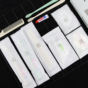 Juego de cepillos de dientes desechables-Cepillo de mango de paja redondo verde + pasta de dientes 3G-Bolsa no tejida reutilizable - Product Image 6