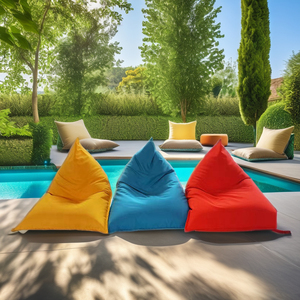 2026 Moderno Juego de Puffs Grandes y Acogedores con Forma de Triángulo para Exteriores, para Jardín y Hoteles, Cojín Tapizado en Tela para Adultos y Niños - Product Image 1