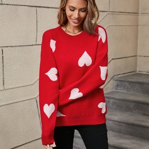 Wholesale <strong>Valentine</strong> Day Heart Fancy Pullover Women's Graphic Knit Sweater Loose <strong>Jumper</strong> for Ladies - Product Image 5