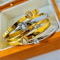 Bracelet tendance en acier inoxydable, motif goutte d'eau et zircon, fermoir lisse en forme de cœur, étanche et inaltérable, best-seller transfrontalier