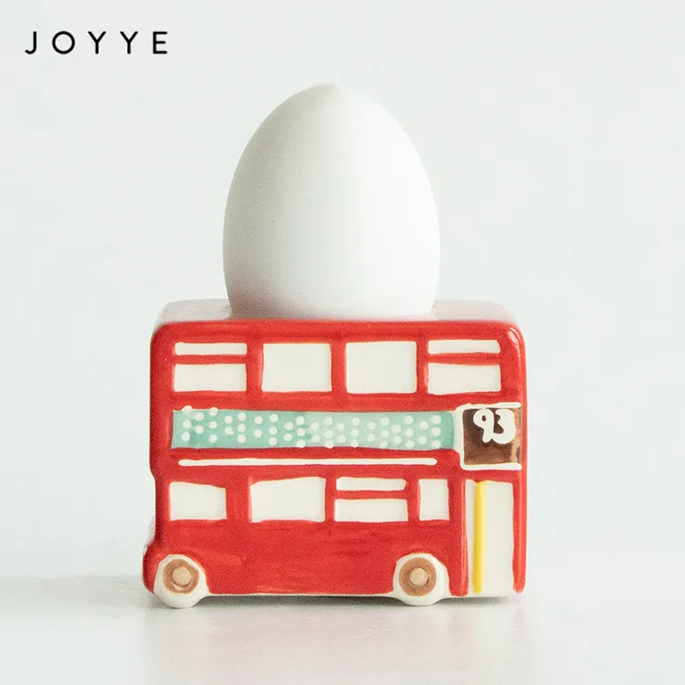 Joyye高品質カラーボックスキッチンウェア手描きかわいいセラミックエッグカップホルダー