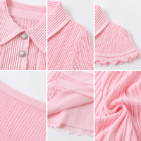 Ensemble élégant et décontracté pour femme : Haut à manches courtes en tweed rose à revers et volants, et jupe mi-longue en dentelle – Collection Été 2026