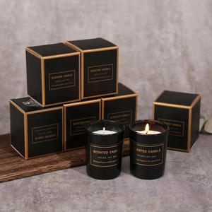 Venta al por mayor de velas personalizadas superventas de lujo esmerilado blanco negro tarro con caja Etiqueta Privada cera de <span class=keywords><strong>soja</strong></span> vela perfumada regalo - Product Image 2