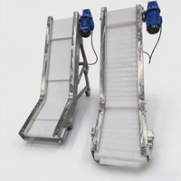 Convoyeur Incliné à Bande Transporteuse SUS304 Qualité Alimentaire avec Crampons Blancs et Bande PU – Convoyeur Alimentaire Incliné Portable à Montée