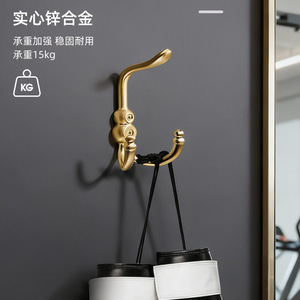 CSM Zinc Alloy Double Hook Wall Mounted Minimalist Coat Rack Rust Resistant Hook For Wardrobe Towel Hat - Product Image 3