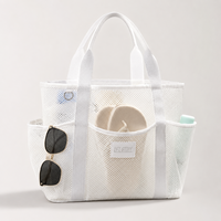 Sac de courses en maille personnalisé avec logo, sac fourre-tout réutilisable pour la plage, idéal pour la promotion en supermarché, la vente au détail, les centres de villégiature, les piscines, les commandes en gros et les cadeaux.