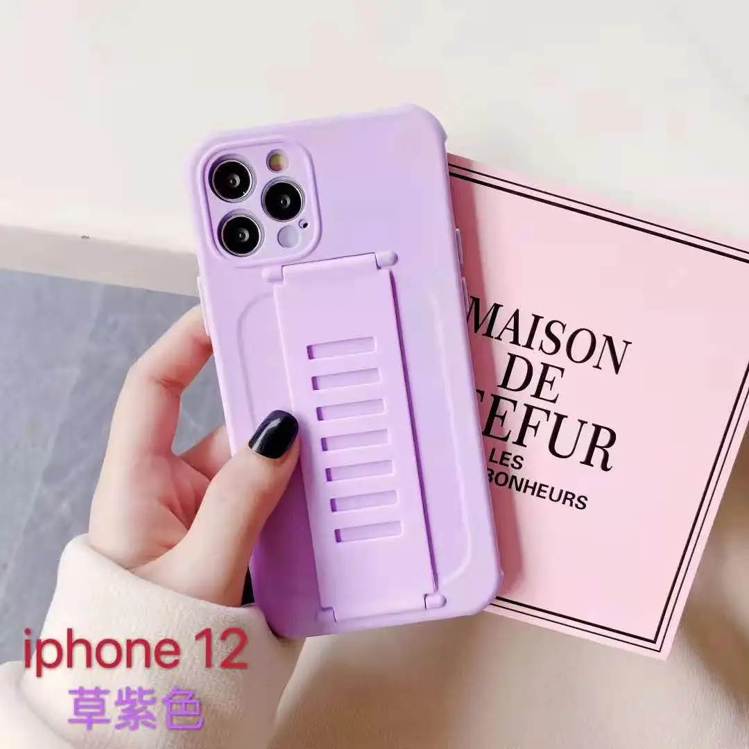 2021 New Arrival Mobile phone accessories for iphone 12 xiaomi 11 Fashion candy color soft wrist strap style Touch Silicone case