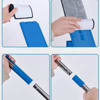 A2342 Tampons de nettoyage ménagers en microfibre avec poignée en acier inoxydable Lavage mains libres Nettoyage des sols Vadrouille plate