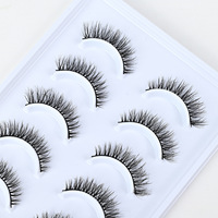 10 paires de faux cils naturels courts, bande noire, doux, effet maquillage naturel, cils entiers réutilisables