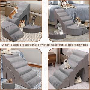 Escalier pour animaux de compagnie modulaire convertible - Pont d'accès pour chats - Plateforme hybride 4-en-1 détachable et réglable - Product Image 6