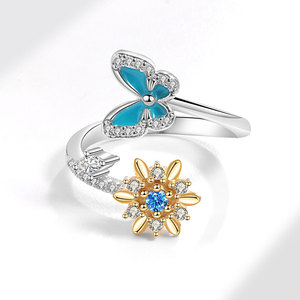 Anillos Ajustables Antiestrés de Estilos Variados, Apilables, con Diamantes CZ, Chapados en Oro y Cobre, Joyería al por Mayor - Product Image 4