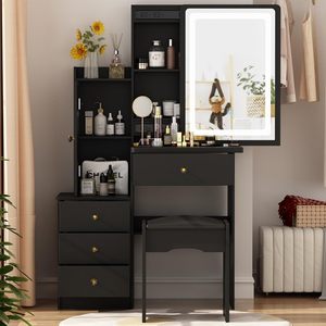 2026 New Bedroom Furniture: Cosmetic <b>Dressing</b> <b>Table</b>, Cross-border Luxury Style, Mirrored <b>Storage</b> Cabinet, High-end Makeup <b>Table</b> - Product Image 1