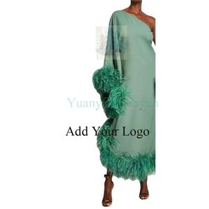 Abito da sera <span class=keywords><strong>2023</strong></span> <span class=keywords><strong>primavera</strong></span>/<span class=keywords><strong>estate</strong></span> nuova donna piuma monospalla grande Swing - Product Image 3