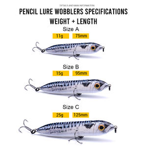 Premium 75mm 95mm 125mm 3 tamaños flotante Minnow lápiz señuelo ofertas al por mayor para pesca en el agua superior - Product Image 2