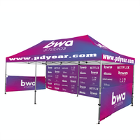 Carpa Plegable con Marco de Aluminio PDYEAR 10x10, Techo de Oxford 500D Impermeable, Resistente a los Rayos UV, Ignífuga, Resistente al Viento, Fácil de Publicitar