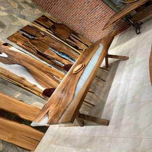 Epoxy Resin River <b>Table</b> Solid Wood <b>Live</b> <b>Edge</b> Dining <b>Table</b> Modern Luxury Furniture for Home Office Restaurant and Hotel Interiors - Product Image 1