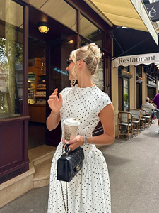 Vestido Maxi de Lujo Vintage con Puntos Blancos y Negros, Hecho a Medida, Tacto Suave Premium, Sin Mangas, Cintura Alta, Corte <span class=keywords><strong>en</strong></span> A, Personalizado, Ajuste Delgado para Mujer - Product Image 2