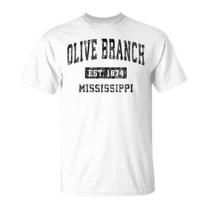 T-shirt de sport vintage premium Desi, motif Olive Branch Mississippi MS, pour usage promotionnel - Product Image 1