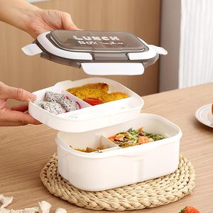 Cartoon Bento Lunch <b>Box</b> Eco-friendly <b>Plastic</b> Lid Portable Fast Food <b>Box</b> for Students Office Workers 1-3L Capacity Dual Tier 2 - Product Image 2