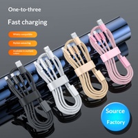 Câble de charge rapide 3-en-1 en nylon tressé pour téléphones mobiles Android et appareils Type-C