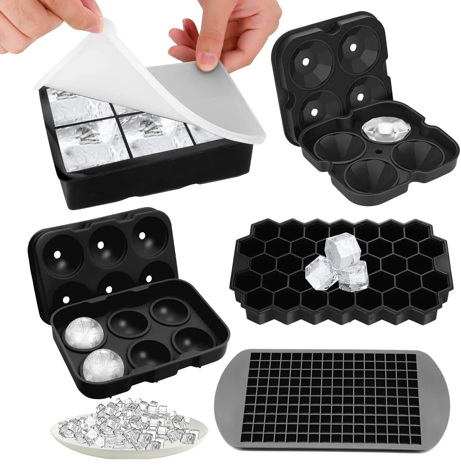 BPA Free Large 2" Ice Cube Maker High Quality 6 Cavity Silicone Ice Cube Mold Big Giant Size Silicone Ice Cube Tray