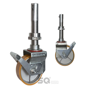 移動式アルミ足場塔用PUキャスター、ロングステム亜鉛メッキ、ブレーキ付き - Product Image 2