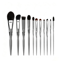Hochwertiges 1-teiliges Ziegenhaar-Fächerpinsel-Set, Großhandel, Private Label, Kunststoff-Zementgriff, Make-up-Pinsel, individuelles Logo